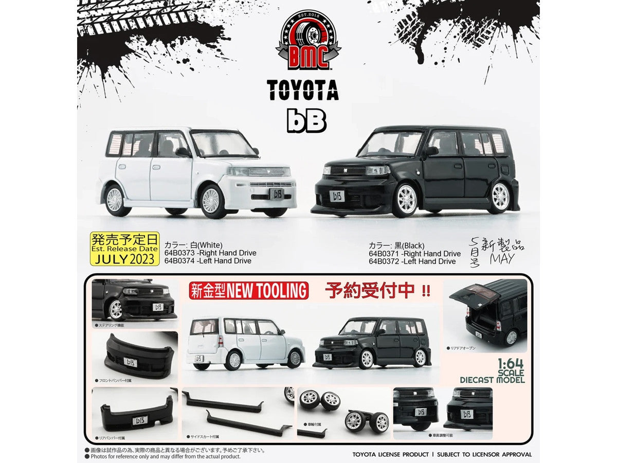 Toyota bB 2000 Van Black with Extra Accessories 1/64 Diecast Model Car by BM Creations-2