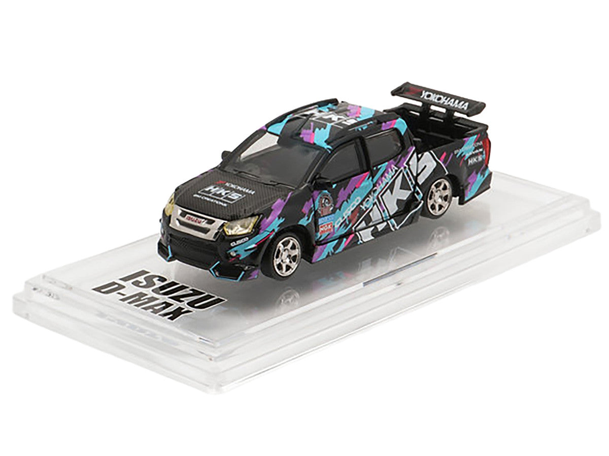 Isuzu D-Max Lowrider Pickup Truck RHD (Right Hand Drive) "HKS" Black with Graphics "Thailand Diecast Expo 2025" 1/64 Diecast Model Car by BM Creations-3