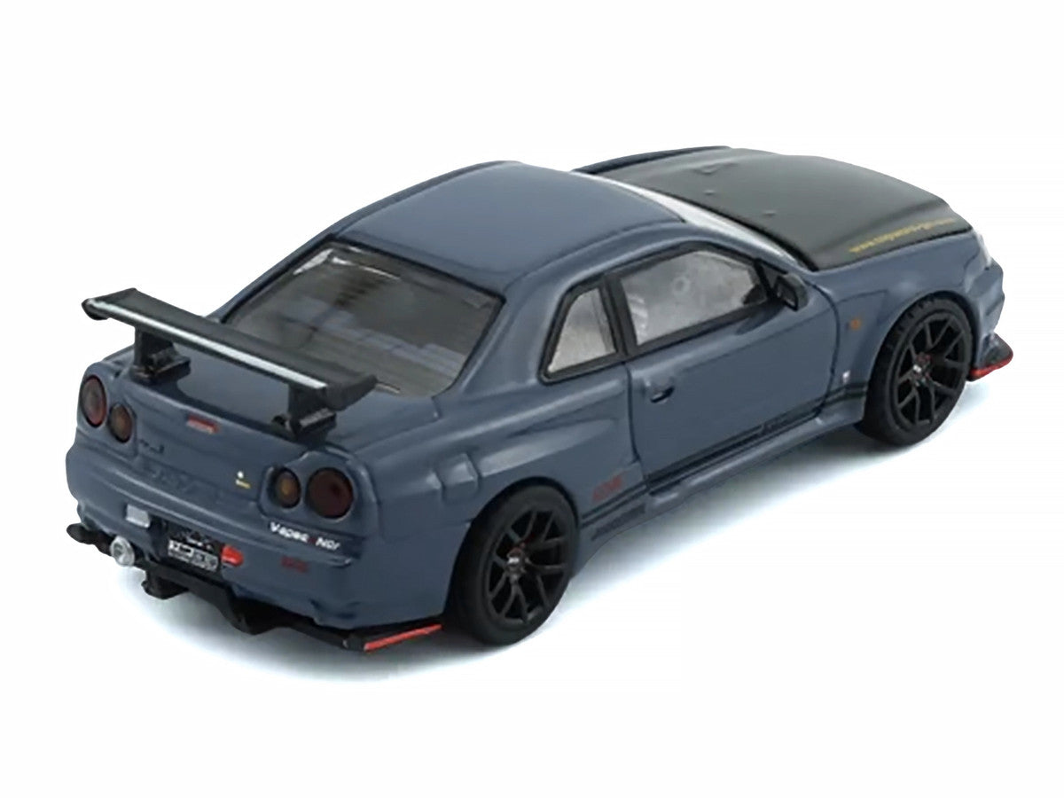 Nissan "Top Secret" Skyline GT-R (BNR34) RHD (Right Hand Drive) Stealth Gray with Carbon Hood "Tokyo Auto Salon 2026" 1/64 Diecast Model Car by BM Creations-3