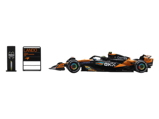 McLaren MCL39 #4 Lando Norris 3rd Place Formula One F1 "Abu Dhabi GP GP" (2025) "Drivers' World Champion 2025" with Pit Board 1/64 Model Car by Spark-0