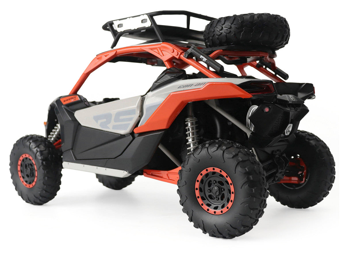 Can-Am Maverick X3 X RS Turbo RR with Roof Rack Chalk Gray and Orange 1/12 Diecast Model by BRP Models-2