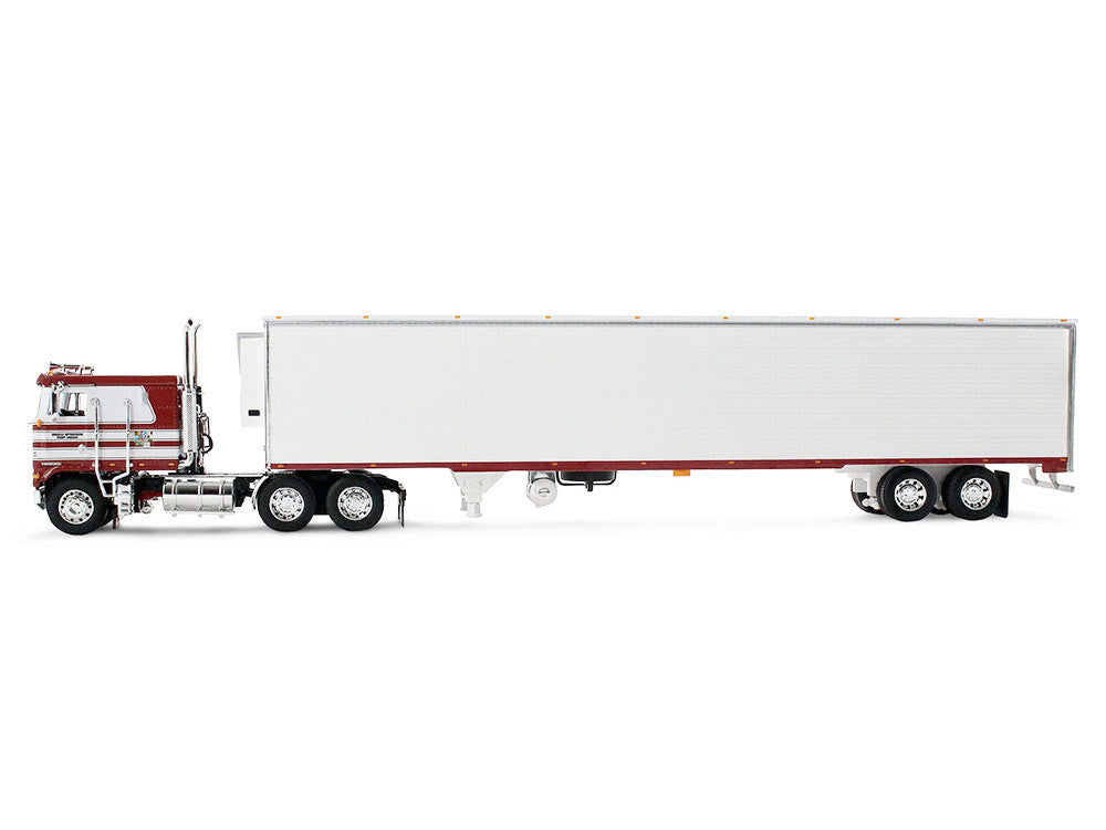 Kenworth K100 COE Flat Top and 53' Utility Trailer with Reefer "Red's Favorites - Jim Skrinar" Red with White Stripes 1/64 Diecast Model by DCP/First Gear-0