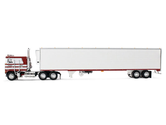 Kenworth K100 COE Flat Top and 53' Utility Trailer with Reefer "Red's Favorites - Jim Skrinar" Red with White Stripes 1/64 Diecast Model by DCP/First Gear-0