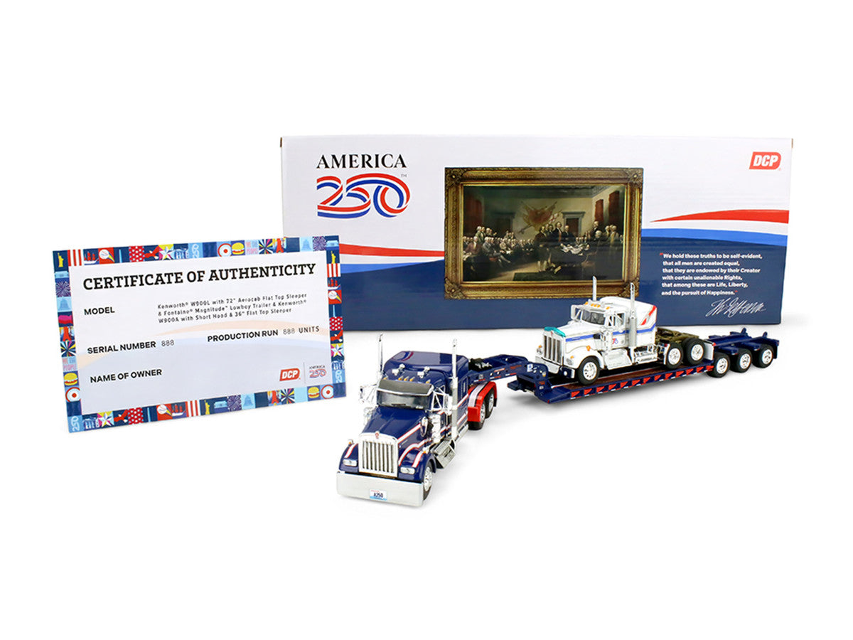 Peterbilt 379 with 70" Mid-Roof Sleeper and Wilson Silverstar Livestock Trailer "National Carriers" White "Legacy Series #5" 1/64 Diecast Model by DCP/First Gear-3