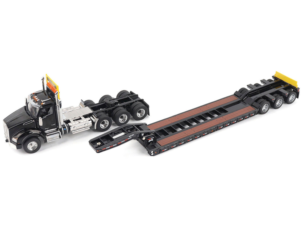 Kenworth T880 SBFA Tridem Truck with Trail King HDG Lowboy Trailer Black "Transport Series" 1/50 Diecast Model by Diecast Masters-3
