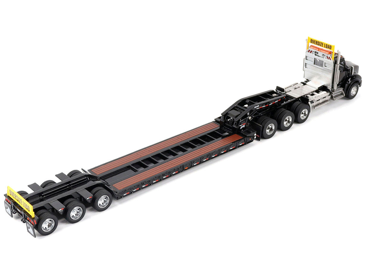 Kenworth T880 SBFA Tridem Truck with Trail King HDG Lowboy Trailer Black "Transport Series" 1/50 Diecast Model by Diecast Masters-2