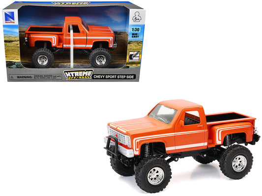 Chevrolet Sport Step Side Pickup Truck Orange with White Graphics "Xtreme Off-Road" Series 1/30 Diecast Model by New Ray-0