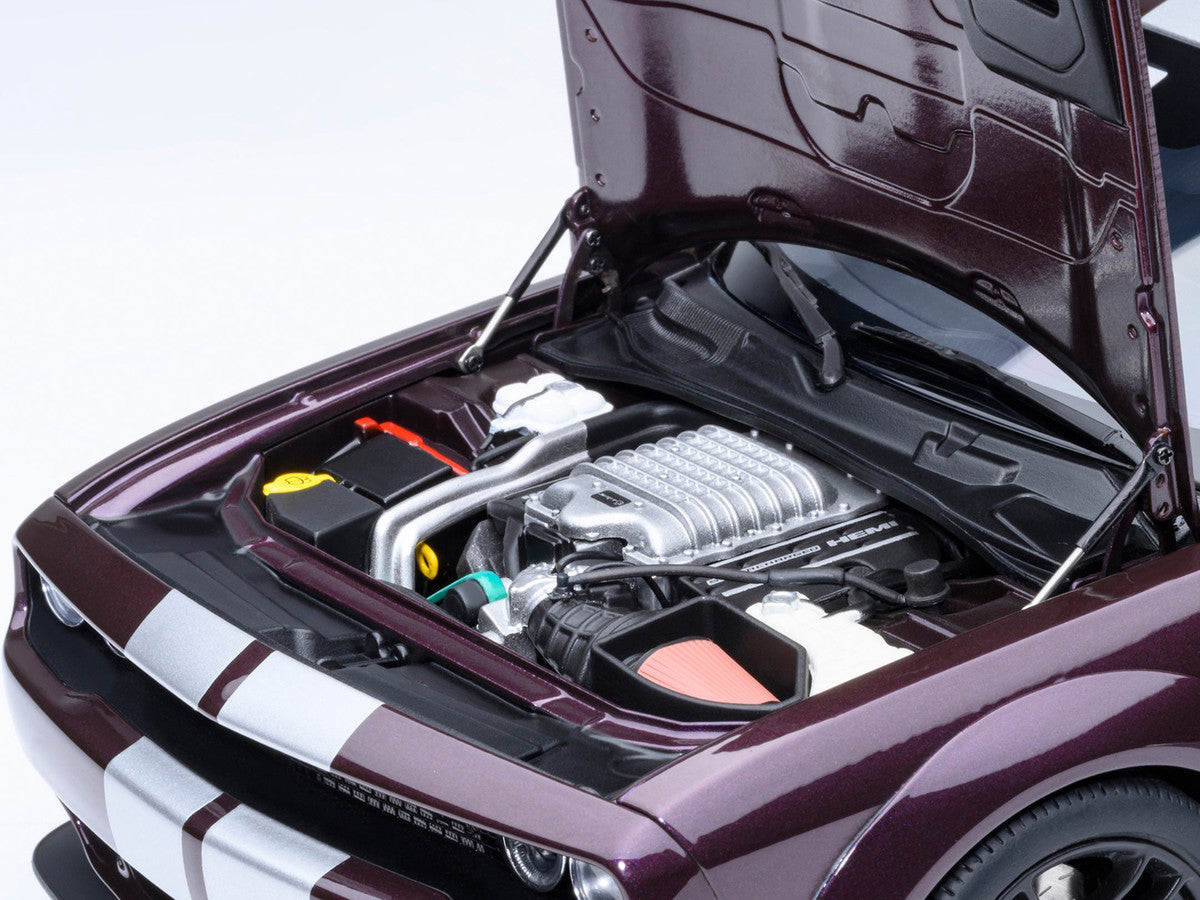 2022 Dodge Challenger SRT Jailbreak Hellraisin Purple with White Stripes 1/18 Model Car by Autoart-3