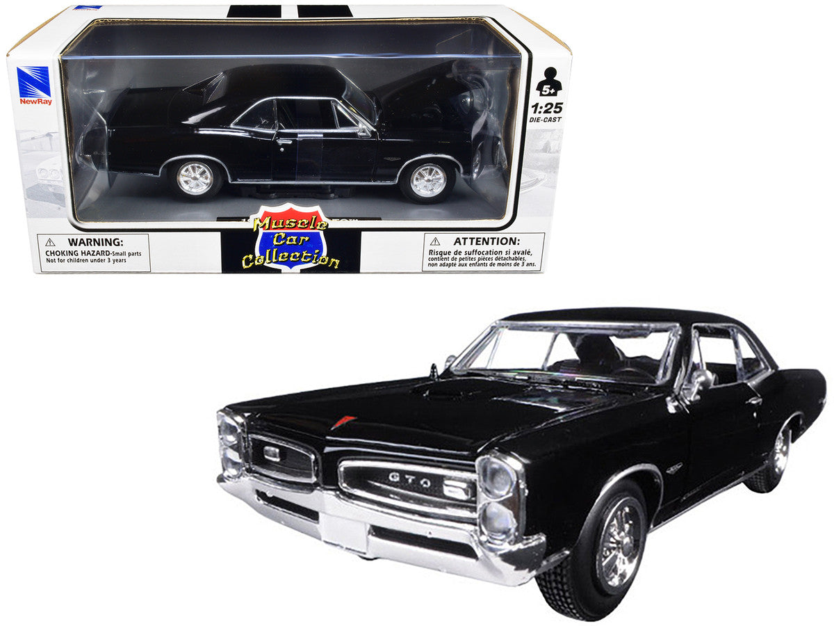 1966 Pontiac GTO Black "Muscle Car Collection" 1/25 Diecast Model Car by New Ray-2