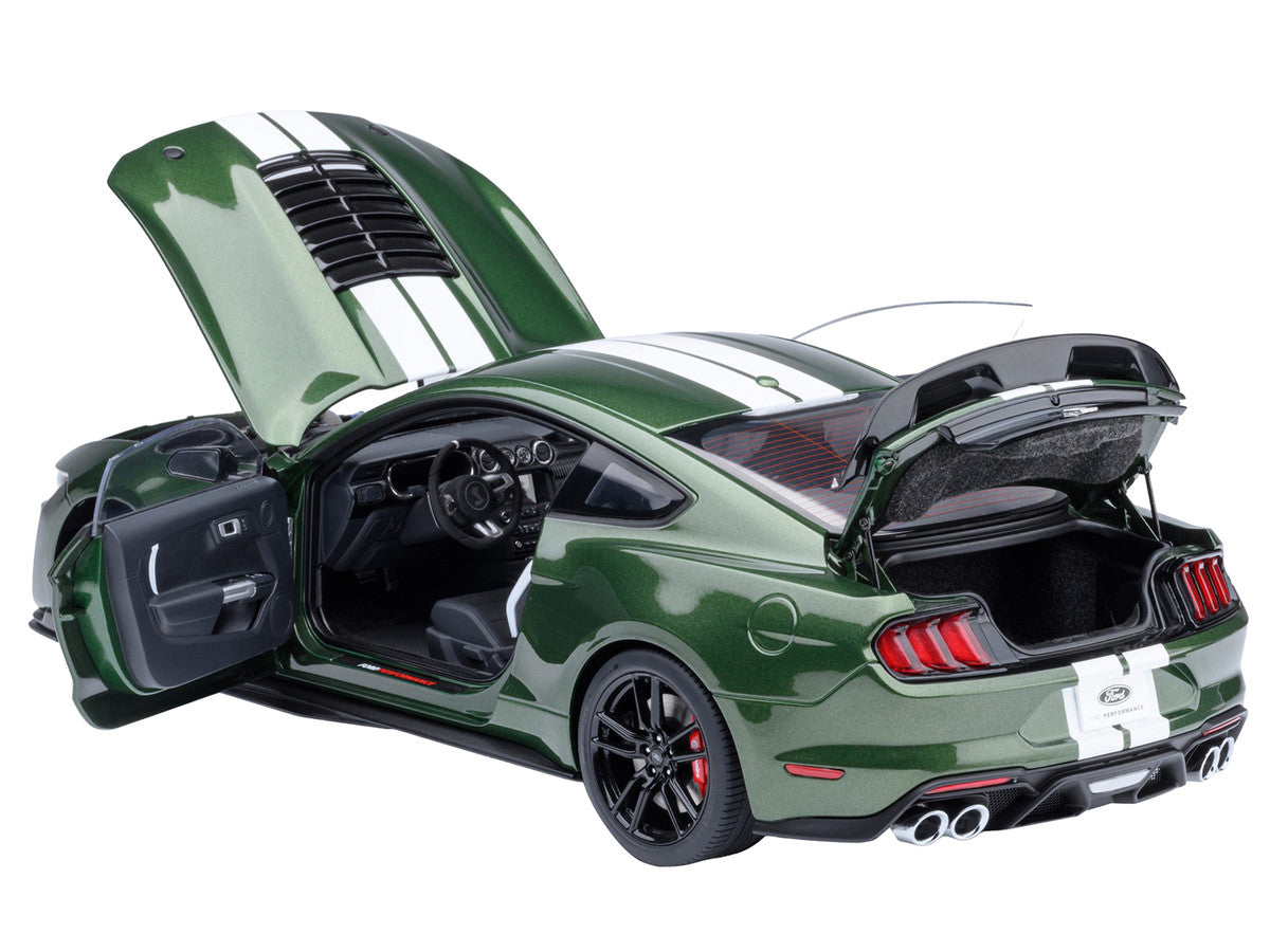 Ford Mustang Shelby GT500 Eruption Green Metallic with White Stripes 1/18 Model Car by Autoart-0