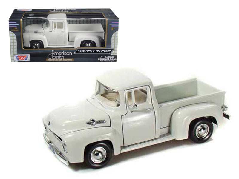 1956 Ford F-100 Pickup Truck White 1/24 Diecast Model Car by Motormax-0