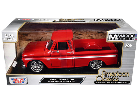 1966 Chevrolet C10 Fleetside Pickup Truck Red "Maxx Design" "American Classics" Series 1/24 Diecast Model Car by Motormax-0