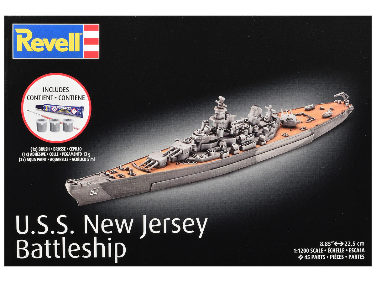 Level 4 Model Kit Battleship U.S.S. New Jersey All-Included Kit 1/1200 Scale Model by Revell-0