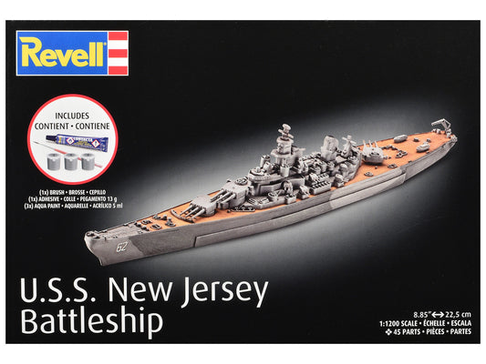 Level 4 Model Kit Battleship U.S.S. New Jersey All-Included Kit 1/1200 Scale Model by Revell-0