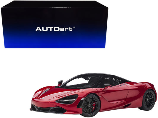 Mclaren 720S Memphis Red Metallic with Black Top and Carbon Accents 1/18 Model Car by Autoart-0
