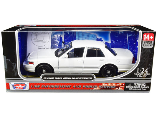2010 Ford Crown Victoria Police Interceptor Unmarked White "Custom Builder's Kit" Series 1/24 Diecast Model Car by Motormax-0