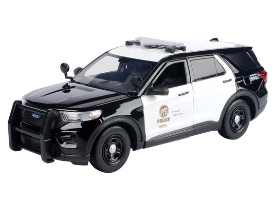 2022 Ford Police Interceptor Utility "Los Angeles Police Department" Black and White "Law Enforcement and Public Service" Series 1/24 Diecast Model Car by Motormax-0