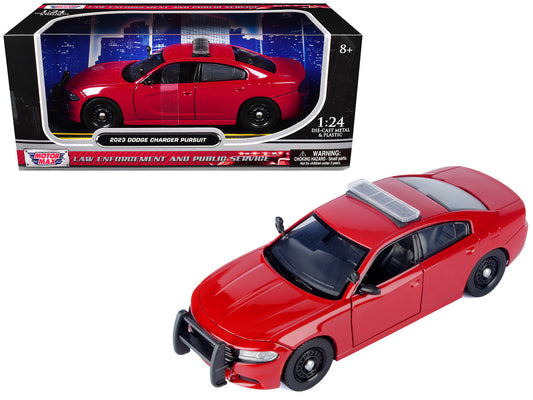 2023 Dodge Charger Pursuit Police Car Red "Law Enforcement and Public Service" Series 1/24 Diecast Model Car by Motormax-0
