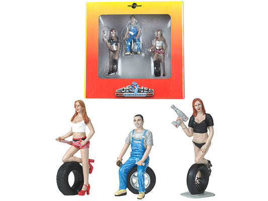 Andie, Derek and Michele Tire Brigade 3 piece Figurine Set 1/24 by Motorhead Miniatures-0