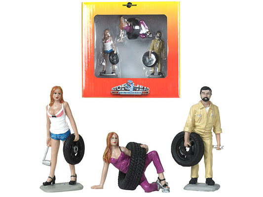 Val, Meg and Gary Tire Brigade 3 piece Figurine Set 1/24 by Motorhead Miniatures-0