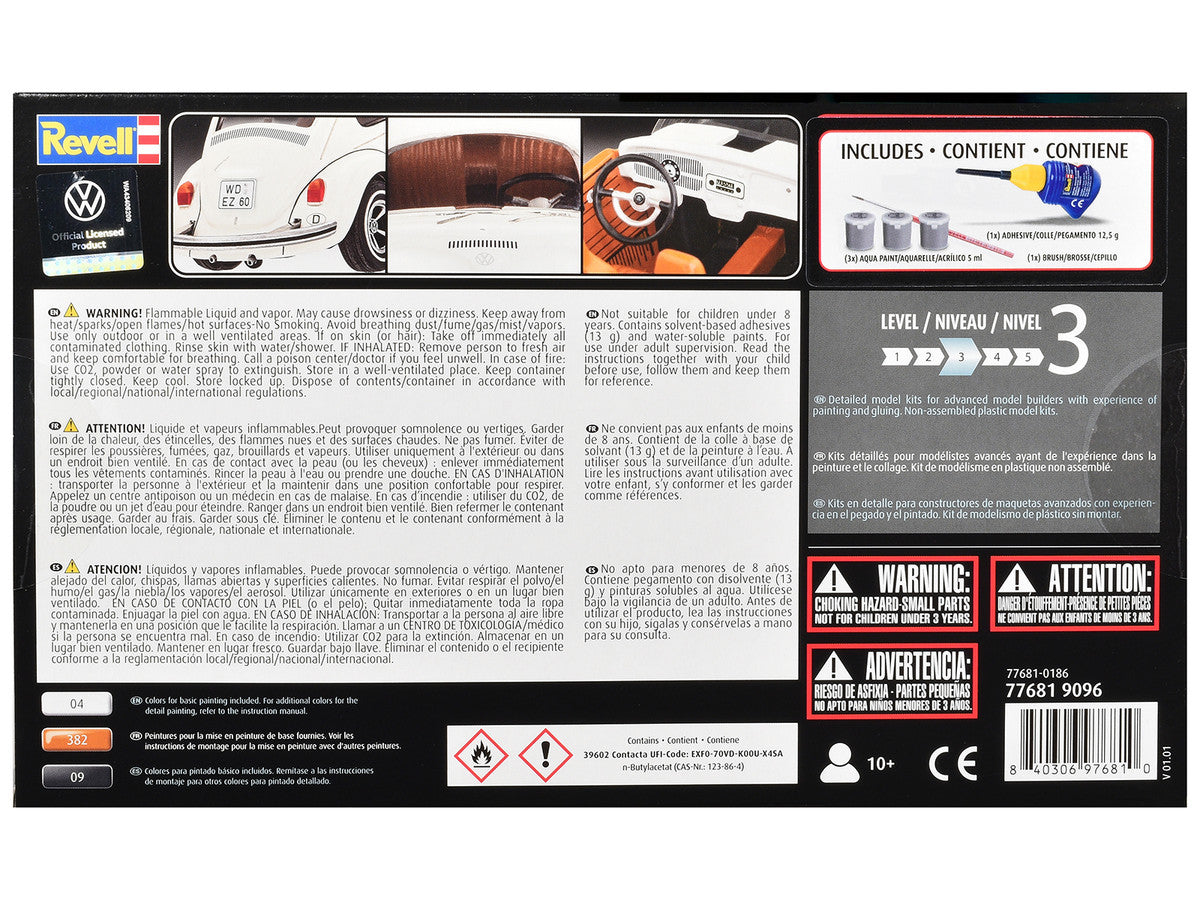 Level 3 Model Kit 1968 Volkswagen Beetle All-Included Kit 1/32 Scale Model by Revell-4