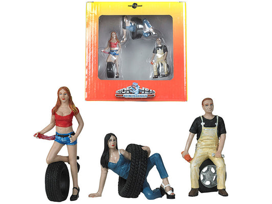 Val, Andie and Derek Tire Brigade 3 piece Figurine Set 1/24 by Motorhead Miniatures-0