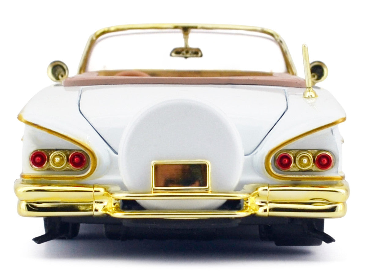 1958 Chevrolet Impala White Metallic with Gold Accents "Luxe Legends" Series 1/24 Diecast Model Car by Motormax-2
