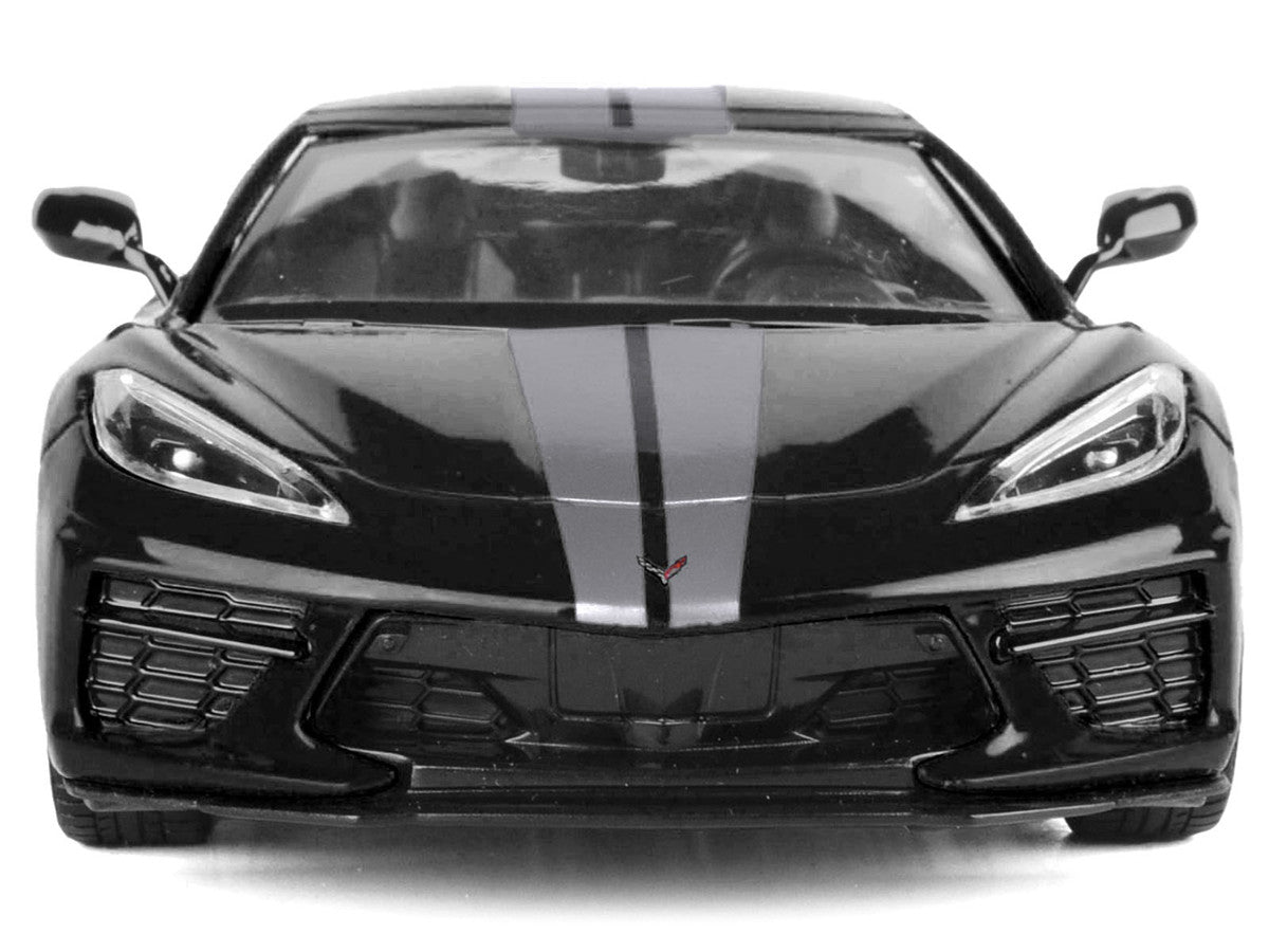 2020 Chevrolet Corvette C8 Stingray Black with Silver Stripes "Timeless Legends" Series 1/24 Diecast Model Car by Motormax-2