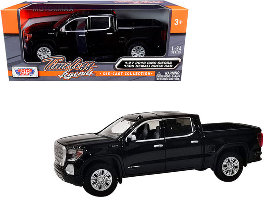 2019 GMC Sierra 1500 Denali Crew Cab Pickup Truck Black 1/24-1/27 Diecast Model Car by Motormax-0