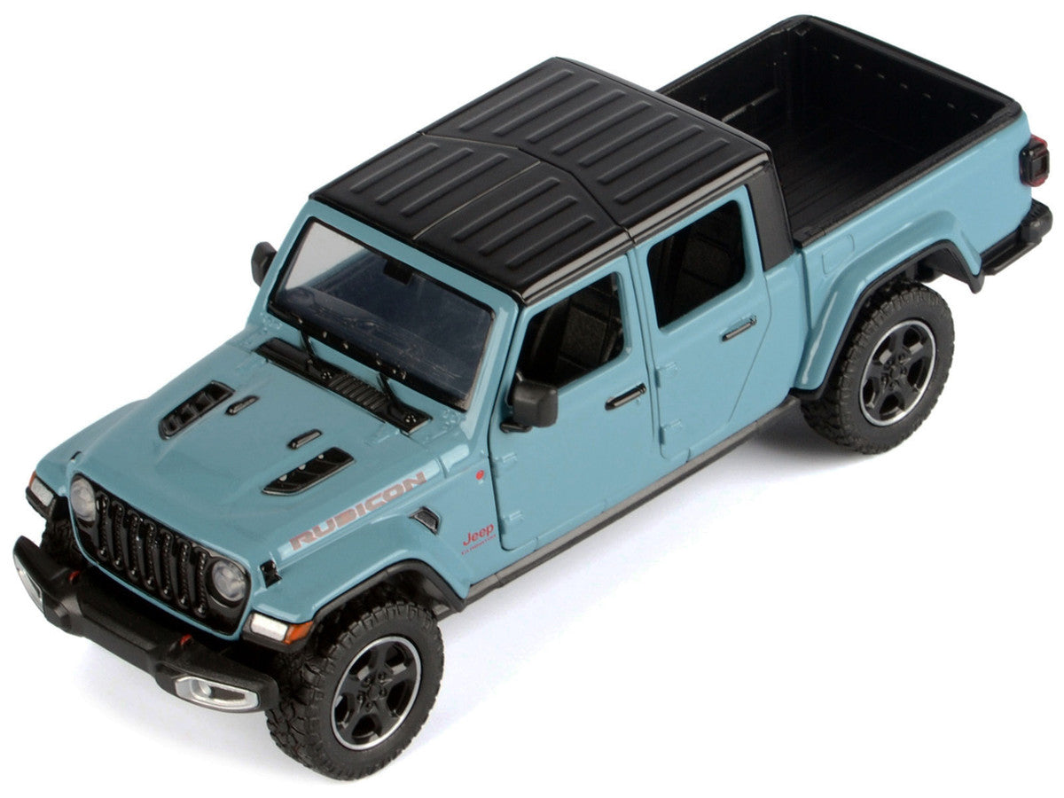 2021 Jeep Gladiator Rubicon (Closed Top) Pickup Truck Blue with Black Top 1/27 Diecast Model Car by Motormax-2