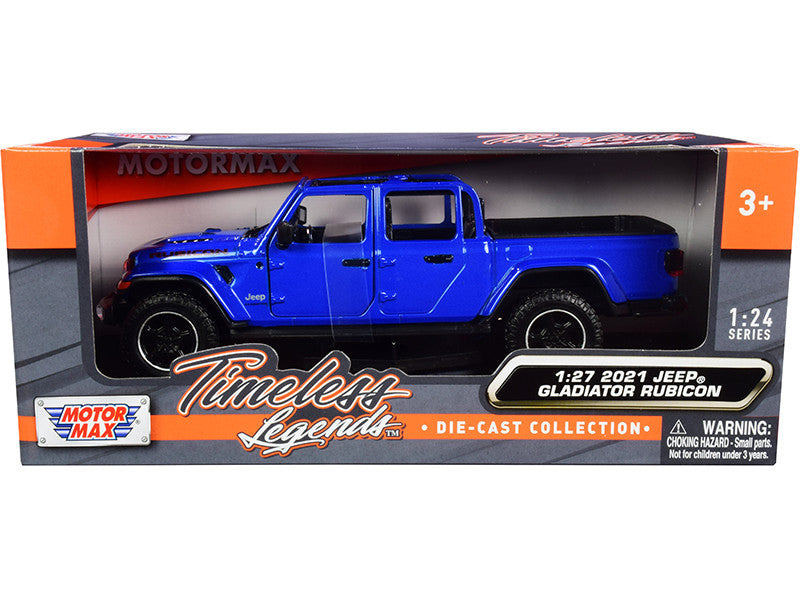 2021 Jeep Gladiator Rubicon (Open Top) Pickup Truck Blue 1/24-1/27 Diecast Model Car by Motormax-0