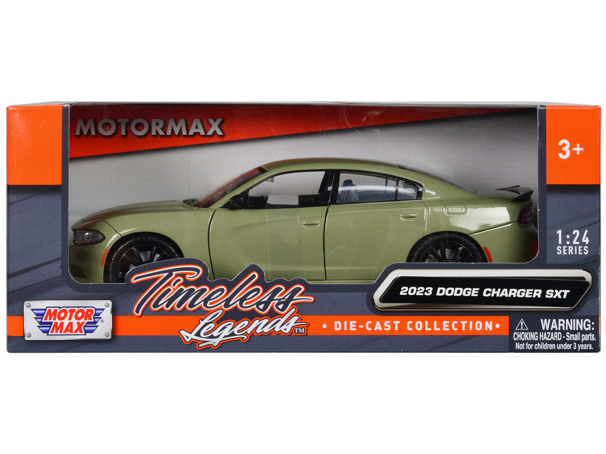 2023 Dodge Charger SXT Green Metallic "Timeless Legends" Series 1/24 Diecast Model Car by Motormax-0