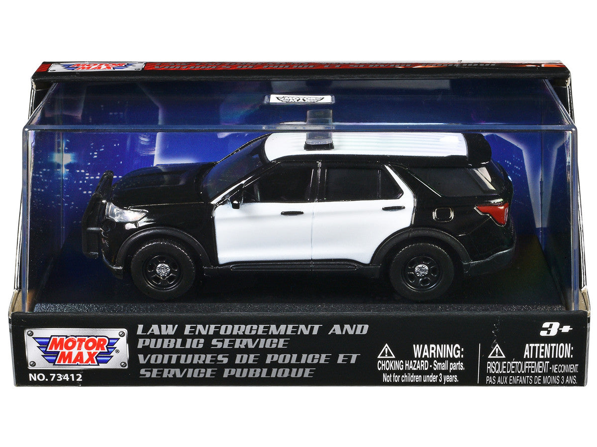 2022 Ford Police Interceptor Utility Black and White Unmarked "Law Enforcement and Public Service" Series 1/43 Diecast Model Car by Motormax-0