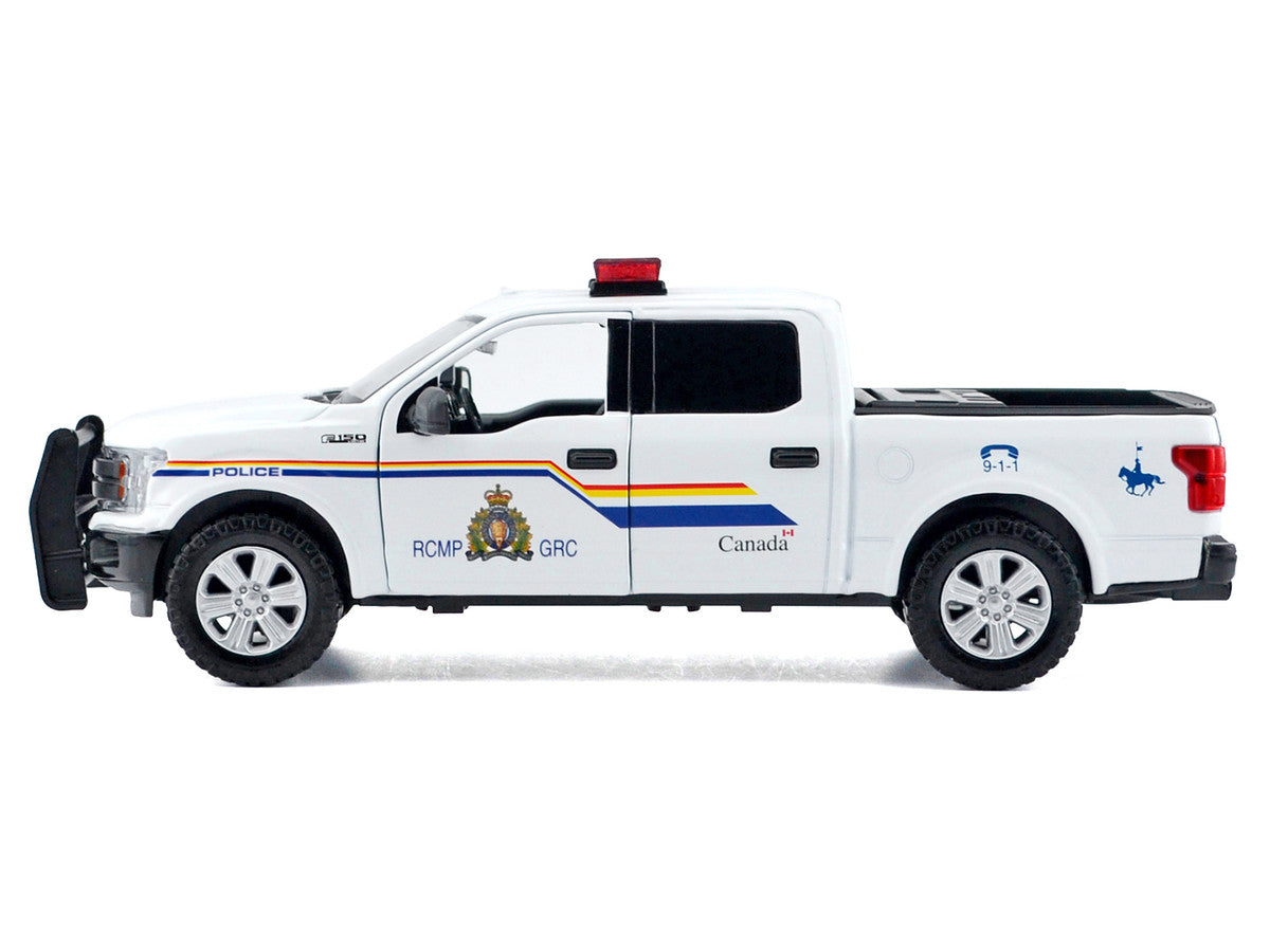 2019 Ford F-150 Lariat Crew Cab Pickup Truck "Royal Canadian Mounted Police" White with Flashing Light Bar and Front and Rear Lights and Sounds "Law Enforcement and Public Service" Series 1/27 Diecast Model Car by Motormax-0