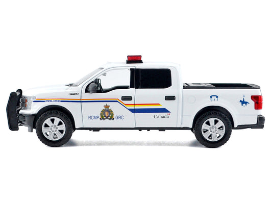2019 Ford F-150 Lariat Crew Cab Pickup Truck "Royal Canadian Mounted Police" White with Flashing Light Bar and Front and Rear Lights and Sounds "Law Enforcement and Public Service" Series 1/27 Diecast Model Car by Motormax-0