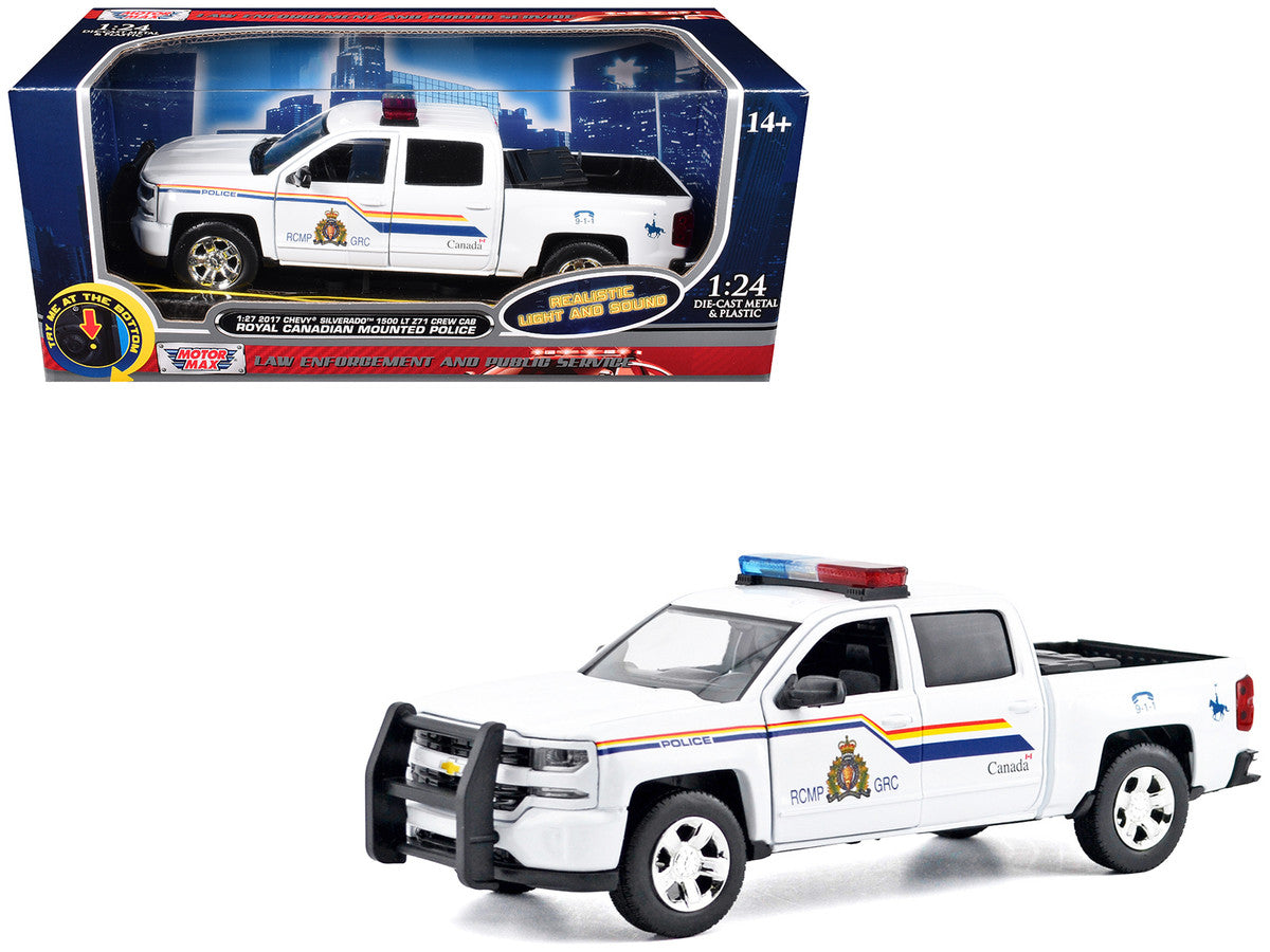 2017 Chevrolet Silverado 1500 LT Z71 Crew Cab Pickup Truck "Royal Canadian Mounted Police" White with Flashing Light Bar and Front and Rear Lights and Sounds "Law Enforcement and Public Service" Series 1/27 Diecast Model Car by Motormax-4