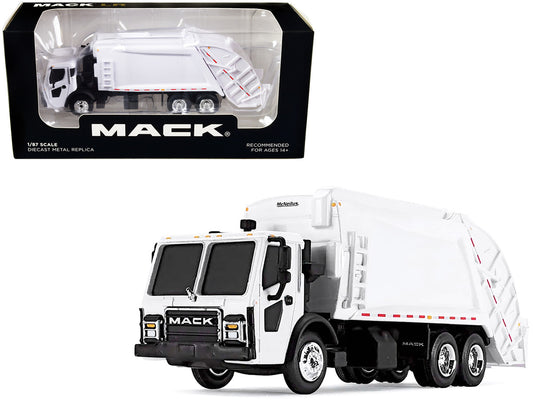 Mack LR with McNeilus Rear Load Refuse Body White 1/87 (HO) Diecast Model by First Gear-0
