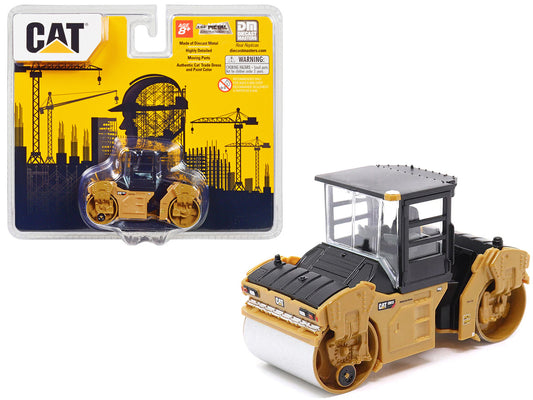 CAT Caterpillar CB-13 Tandem Vibratory Roller with Cab Yellow and Black 1/64 Diecast Model by Diecast Masters-0