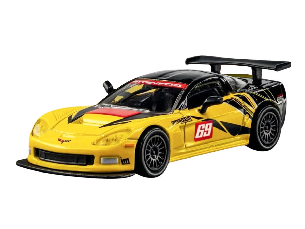 2005 Chevrolet Corvette C6R #69 Yellow and Black "Collection" Series 1/64 Diecast Model Car by Majorette-1