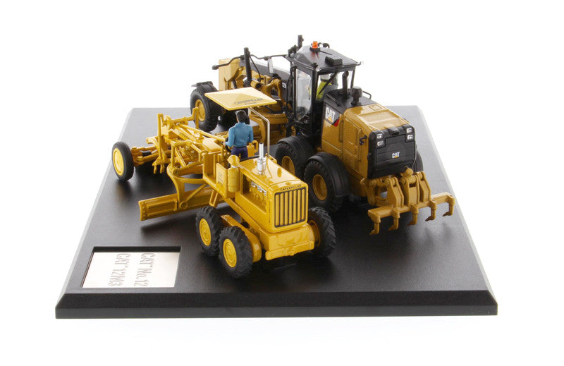 Cat Caterpillar No. 12 Motor Grader (Circa 1939-1959) and Cat Caterpillar 12M3 Motor Grader (Current) with Operators "Evolution Series" Set of 2 pieces 1/50 Diecast Models by Diecast Masters-3
