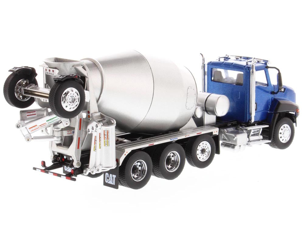 CAT Caterpillar CT660 Day Cab Tractor with McNeilus Concrete Mixer Truck Blue Metallic 1/50 Diecast Model by Diecast Masters-1