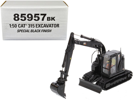 CAT Caterpillar 315 Track Type Hydraulic Excavator Special Black Finish with Operator "High Line" Series 1/50 Diecast Model by Diecast Masters-0