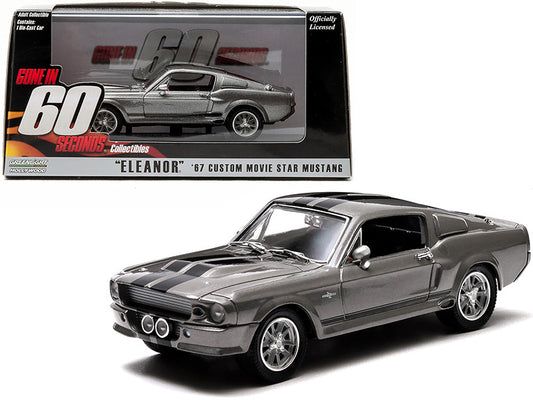 1967 Ford Mustang Custom "Eleanor" Gray Metallic with Black Stripes "Gone in 60 Seconds" (2000) Movie 1/43 Diecast Model Car by Greenlight-0
