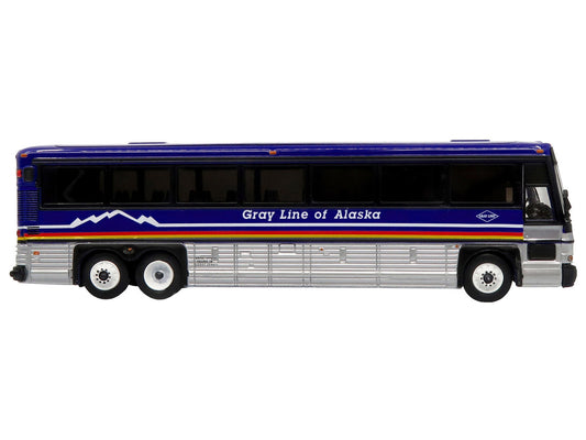 2001 MCI D4000 Coach Bus "Gray Line of Alaska" Dark Blue with Stripes "Vintage Bus & Motorcoach Collection" Limited Edition to 504 pieces Worldwide 1/87 (HO) Diecast Model by Iconic Replicas-0