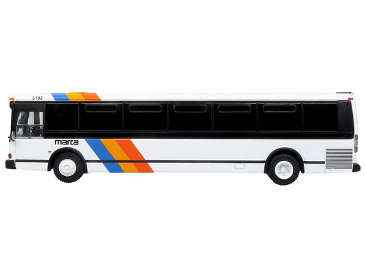 1980 Grumman 870 Advanced Design Transit Bus "MARTA Atlanta" White with Stripes "Vintage Bus & Motorcoach Collection" Limited Edition 1/87 (HO) Diecast Model by Iconic Replicas-0