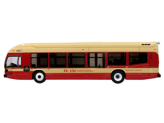 Nova Bus LFS HEV Transit Bus "Hamilton Street Railway 150th Anniversary" Cream and Red "The Bus & Motorcoach Collection" Limited Edition to 504 pieces Worldwide 1/87 (HO) Diecast Model by Iconic Replicas-0
