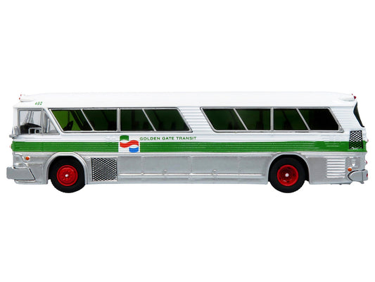 1964 MCI MC-5A Coach Bus "Golden Gate Transit" White with Green Stripes "Vintage Bus & Motorcoach Collection" Limited Edition to 504 pieces Worldwide 1/87 (HO) Diecast Model by Iconic Replicas-0