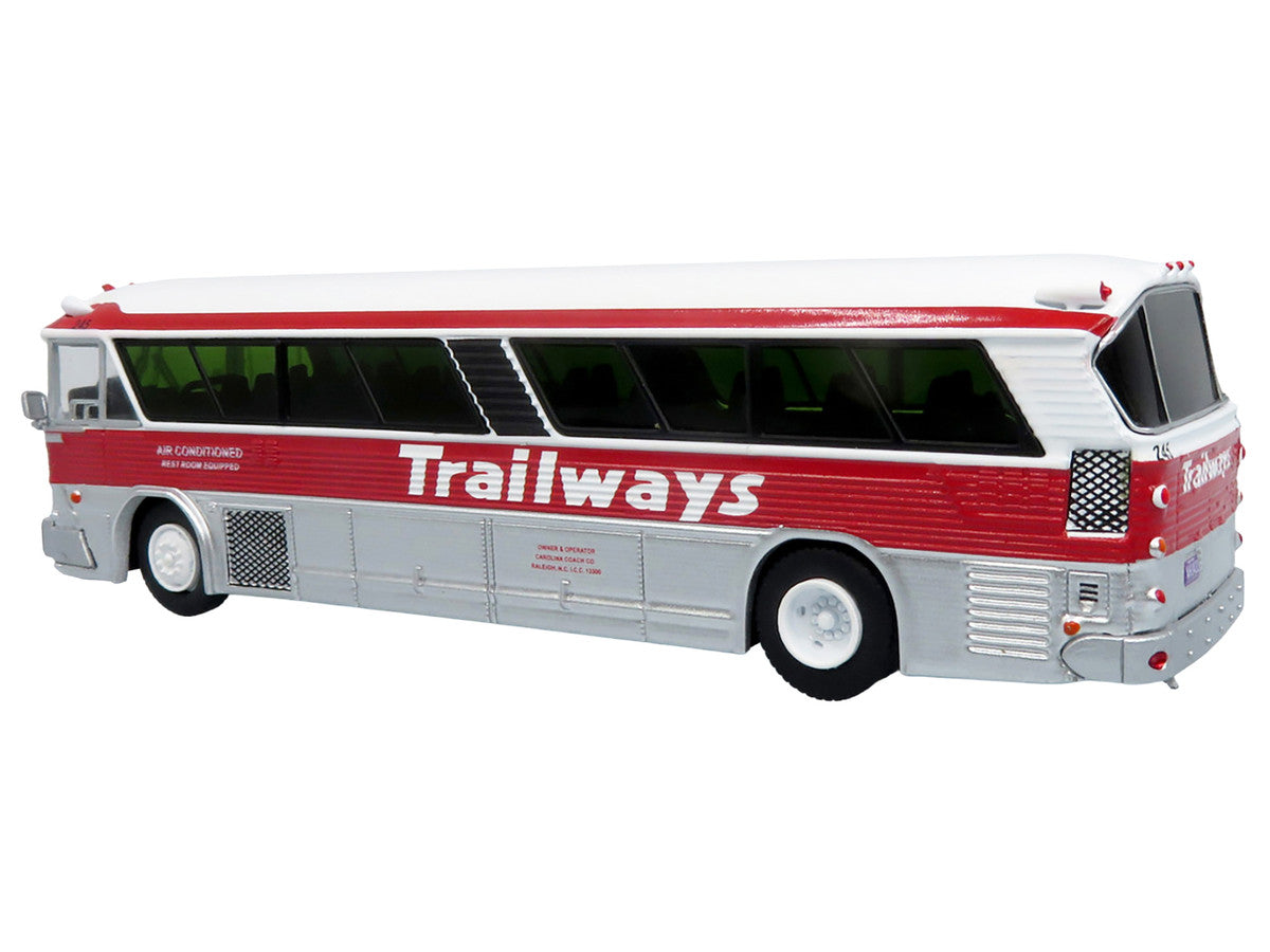 1964 MCI MC-5A Coach Bus "Trailways Chicago" White with Red Stripes "Vintage Bus & Motorcoach Collection" Limited Edition to 504 pieces Worldwide 1/87 (HO) Diecast Model by Iconic Replicas-1