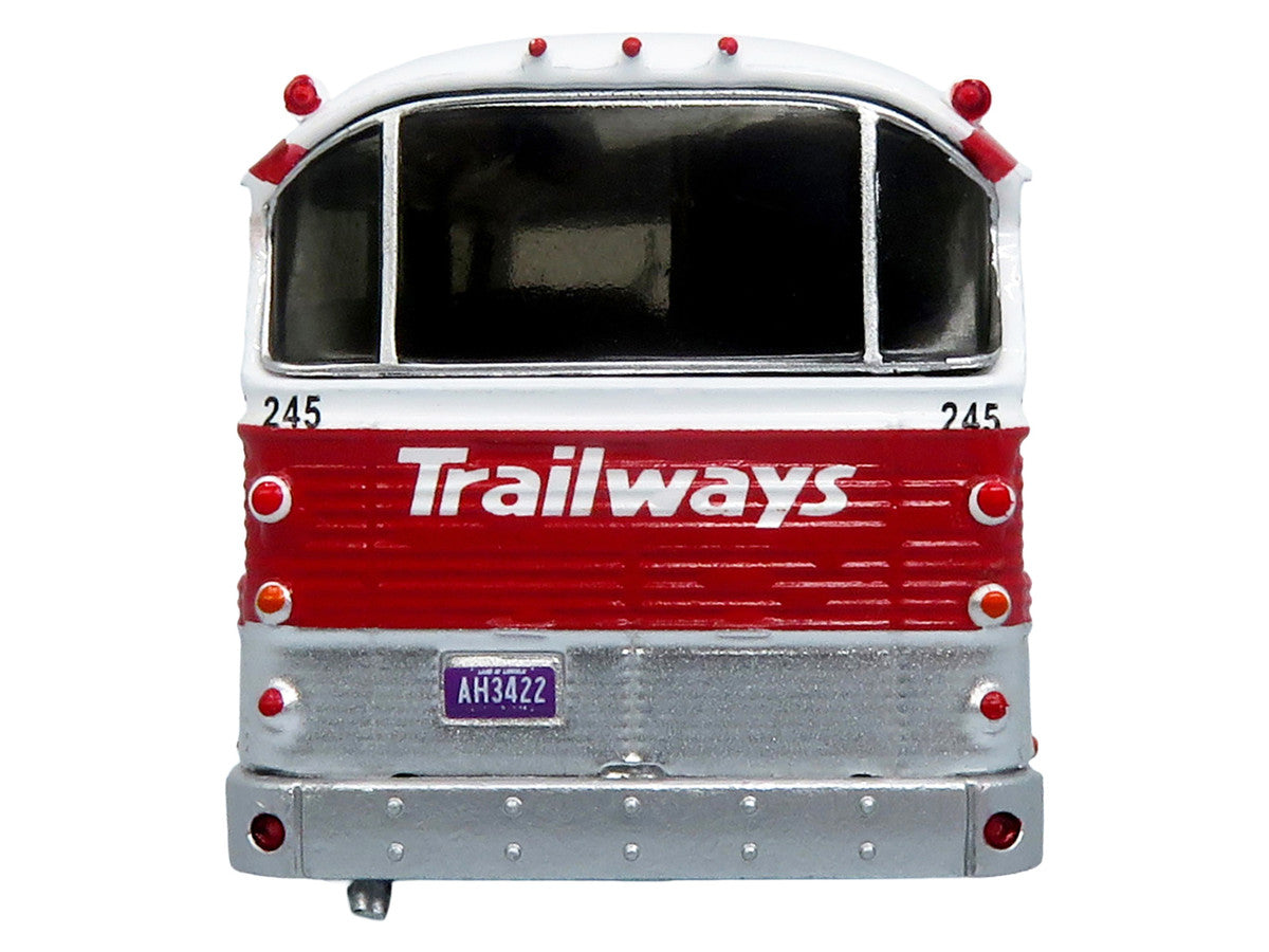 1964 MCI MC-5A Coach Bus "Trailways Chicago" White with Red Stripes "Vintage Bus & Motorcoach Collection" Limited Edition to 504 pieces Worldwide 1/87 (HO) Diecast Model by Iconic Replicas-2