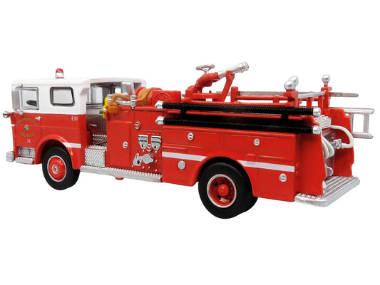 1974 Ward LaFrance Fire Engine "San Francisco Fire Department – Engine 31" Red with White Top "5 Alarm" Series Limited Edition 1/87 (HO) Diecast Model by Iconic Replicas-0